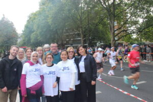 JRS team members standing and wearing the JRS shirt at London Marathon